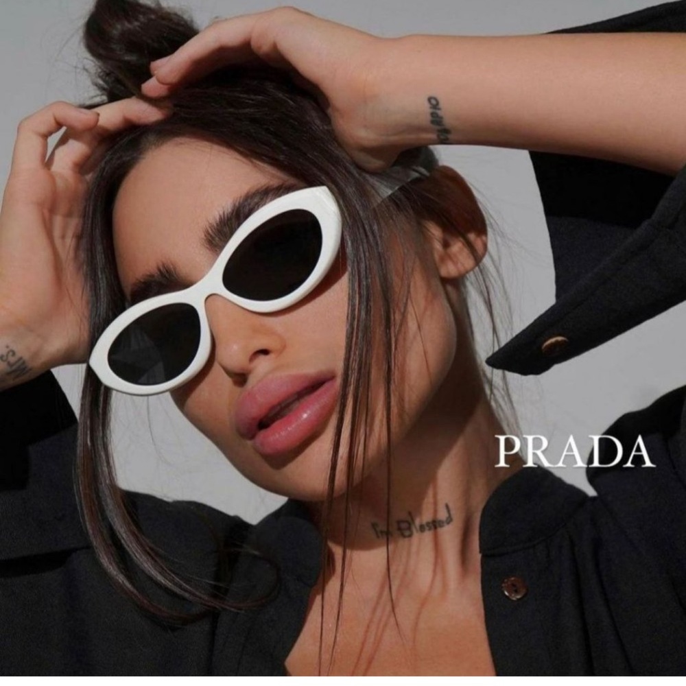 Prada White Oval Sunglasses unisex PR26ZS 17K08Z